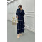 Sare Fashion Navy Blue Tied Dress with Flounce Skirt