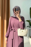 Sare Fashion Flounce Skirted Tie Dress Purple