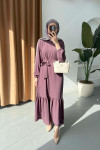 Sare Fashion Flounce Skirted Tie Dress Purple