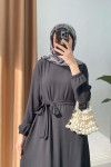Sare Fashion Black Tied Dress with Flounce Skirt