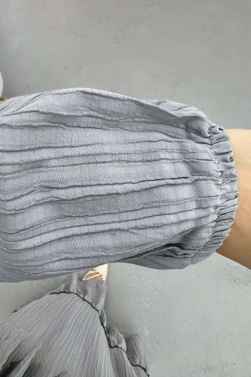 Flounce Skirted Ruffle Dress Gray