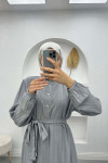 Flounce Skirted Ruffle Dress Gray