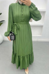 Flounce Skirted Ruffle Dress Khaki