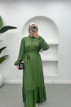 Flounce Skirted Ruffle Dress Khaki
