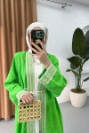 Sare Fashion Ethnic Striped Long Kimono Benetton Green