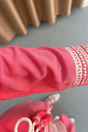 Sare Fashion Ethnic Striped Long Kimono Pomegranate Flower