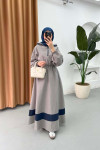 Sare Fashion Zipper Detailed Hooded Dress Gray