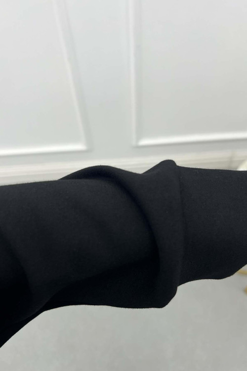 Sare Fashion Oysh Suit with Zipper Detail, Black Sare Fashion Oysh Suit with Zipper Detail, Black