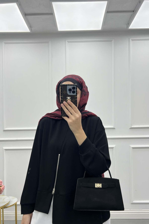 Sare Fashion Oysh Suit with Zipper Detail, Black Sare Fashion Oysh Suit with Zipper Detail, Black