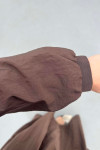 Sare Fashion Zippered Double Pocket Skirted Suit Brown