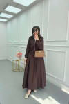Sare Fashion Zippered Double Pocket Skirted Suit Brown