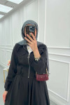 Sare Fashion Zippered Double Pocket Skirted Suit Black