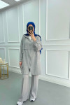 Zippered Coat Light Grey