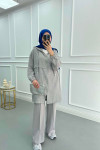 Zippered Coat Light Grey
