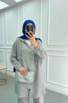 Zippered Coat Light Grey
