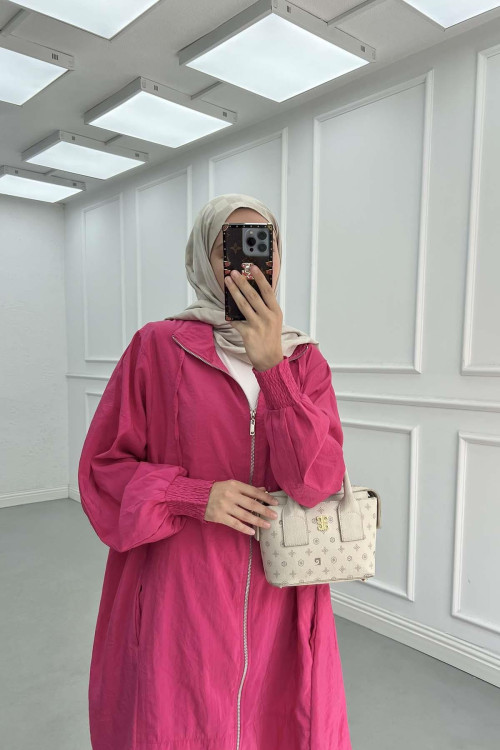 Sare Fashion Zippered Parachute Suit Fuchsia