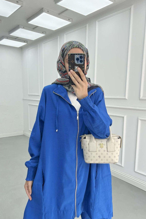 Sare Fashion Zippered Parachute Suit Saxe Blue