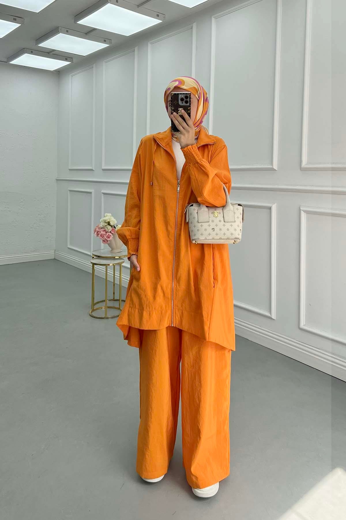 Sare Fashion Zippered Parachute Suit Orange