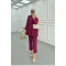 Sare Fashion Zippered Pleated Trouser Suit Burgundy