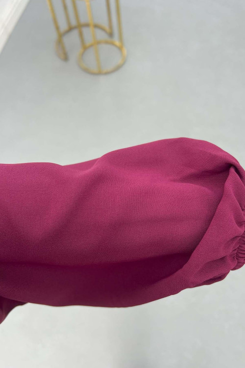 Sare Fashion Zippered Pleated Trouser Suit Burgundy