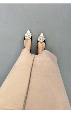 Zippered Suede Skirt Stone