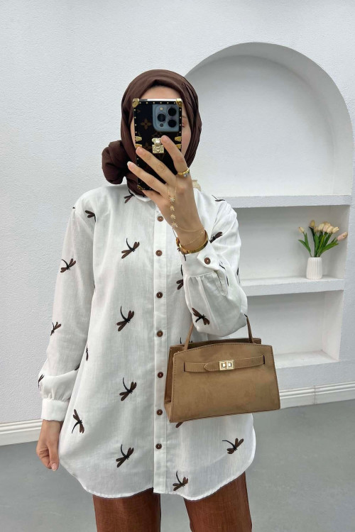 Figured Linen Suit Brown