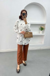 Figured Linen Suit Brown
