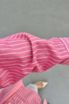 Sare Fashion Striped Shirt with Ruffle and Tie Detail Pink