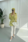 Frilled Striped Shirt Oil Green