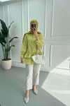 Frilled Striped Shirt Oil Green