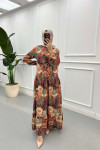Sare Fashion Ruffle Patterned Dress Blue