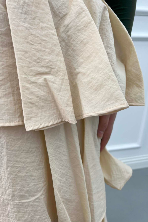 Sare Fashion Ruffle Skirt Beige