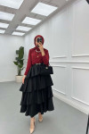 Sare Fashion Ruffle Skirt Black