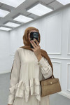 Sare Fashion Ruffle Skirt Set Beige