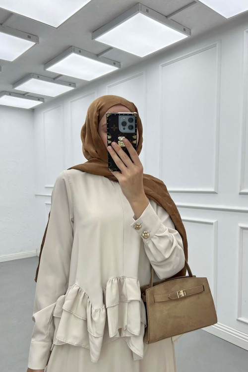 Sare Fashion Ruffle Skirt Set Beige
