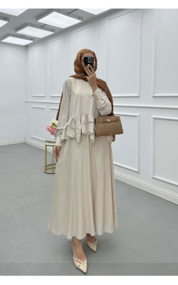 Sare Fashion Ruffle Skirt Set Beige