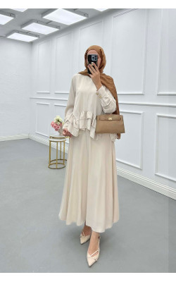 Sare Fashion Ruffle Skirt Set Beige