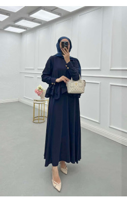 Sare Fashion Ruffle Skirt Suit Navy Blue