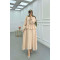 Sare Fashion Ruffled Self-Patterned Skirt Suit Beige
