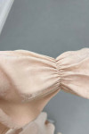 Sare Fashion Ruffled Self-Patterned Skirt Suit Beige