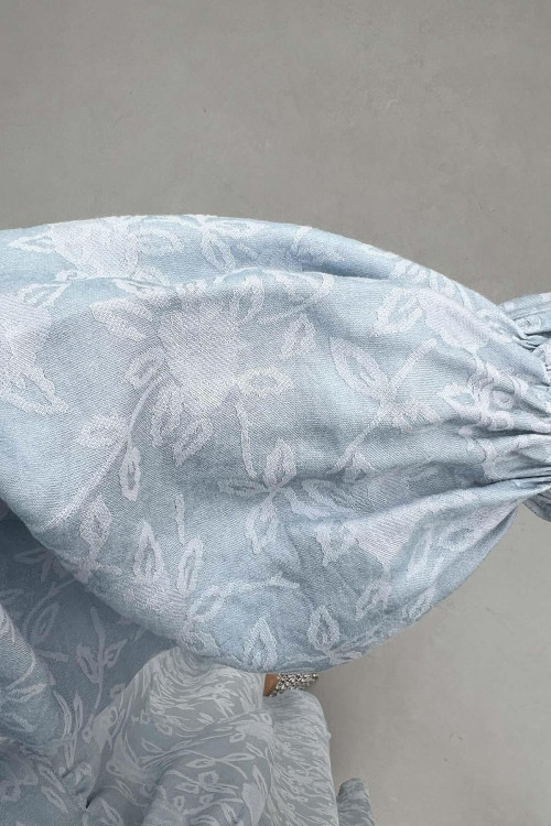Sare Fashion Ruffled Self-Patterned Skirt Suit Blue