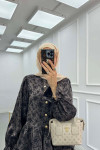 Sare Fashion Frilled Self-Patterned Skirt Suit Black