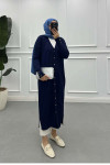 Sare Fashion Mercerized Corduroy Long Cardigan Navy Blue Sare Fashion Mercerized Corduroy Long Cardigan Navy Blue