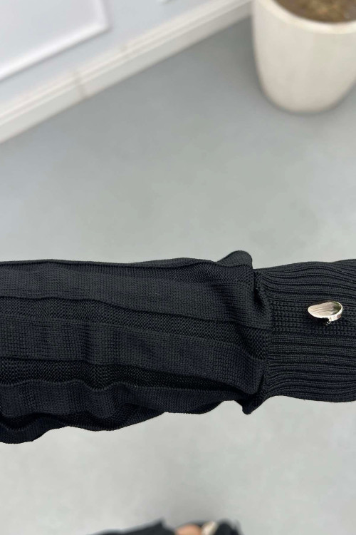 Sare Fashion Corduroy Mercerized Long Cardigan Black Sare Fashion Corduroy Mercerized Long Cardigan Black