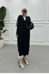Sare Fashion Corduroy Mercerized Long Cardigan Black Sare Fashion Corduroy Mercerized Long Cardigan Black