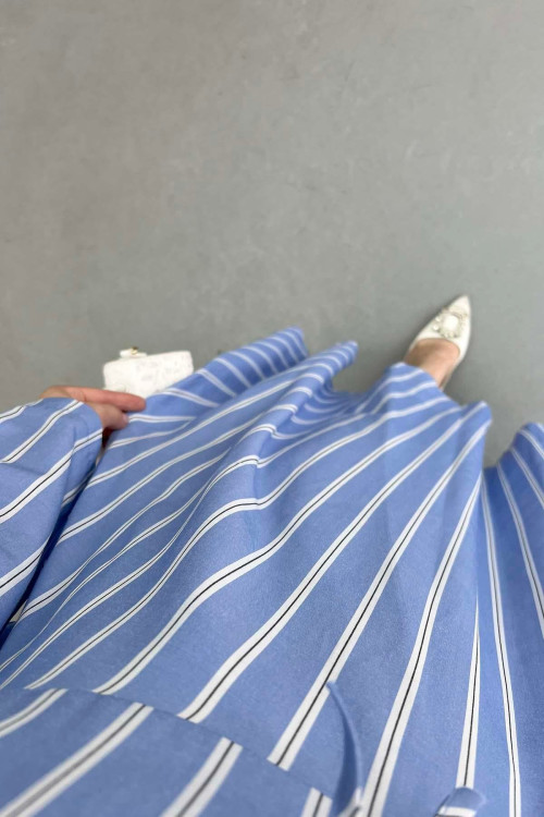 Sare Fashion Striped Dress with Bow Detail, Blue Sare Fashion Striped Dress with Bow Detail, Blue