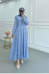 Sare Fashion Striped Dress with Bow Detail, Blue Sare Fashion Striped Dress with Bow Detail, Blue