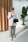 Sare Fashion Bow Detail Shirt Gray