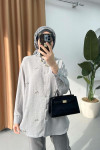 Sare Fashion Bow Detail Shirt Gray