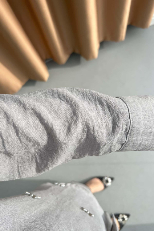 Sare Fashion Bow Detail Shirt Gray